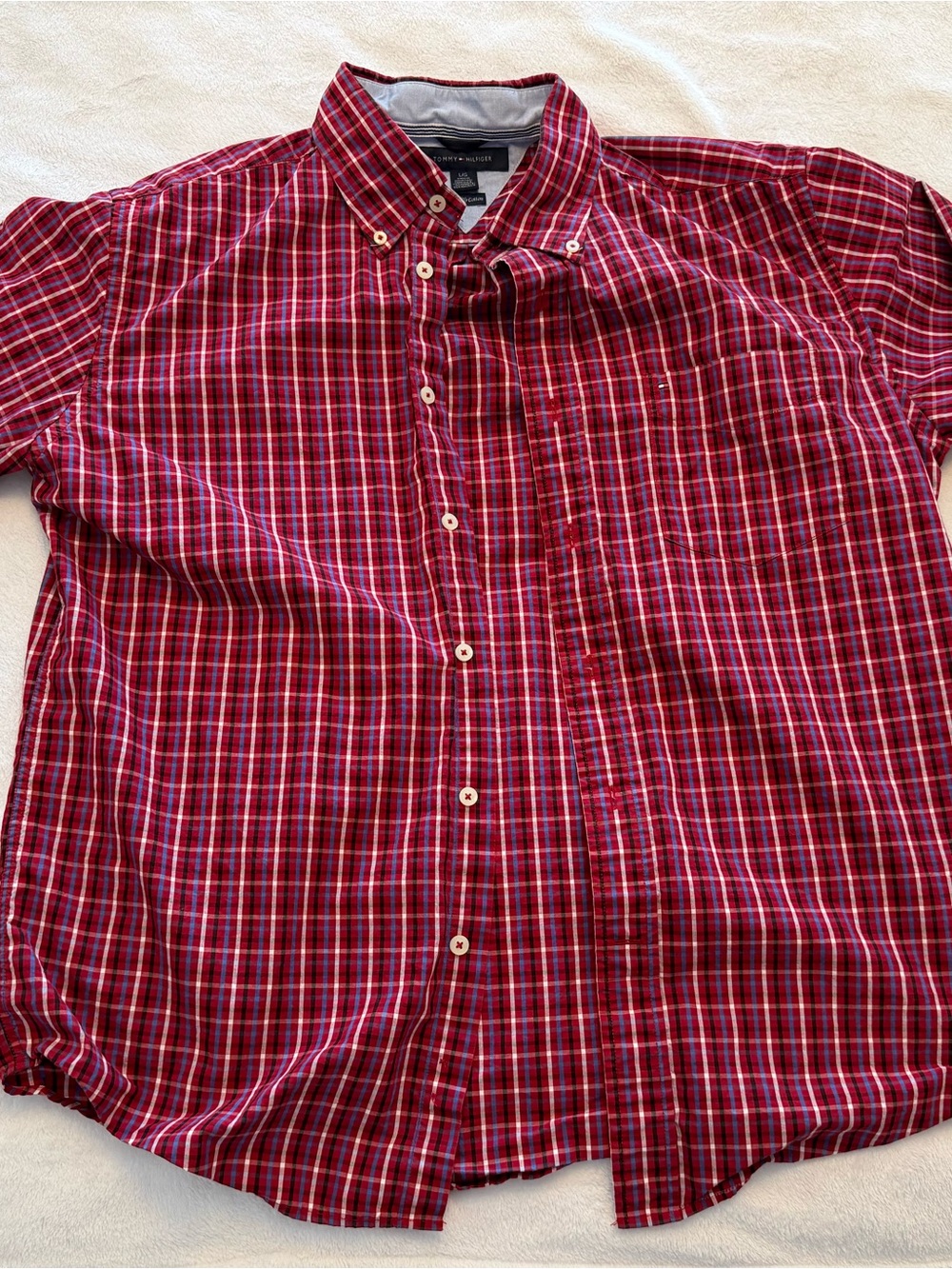 Tommy Hilfiger Red Plaid Button-Down Shirt